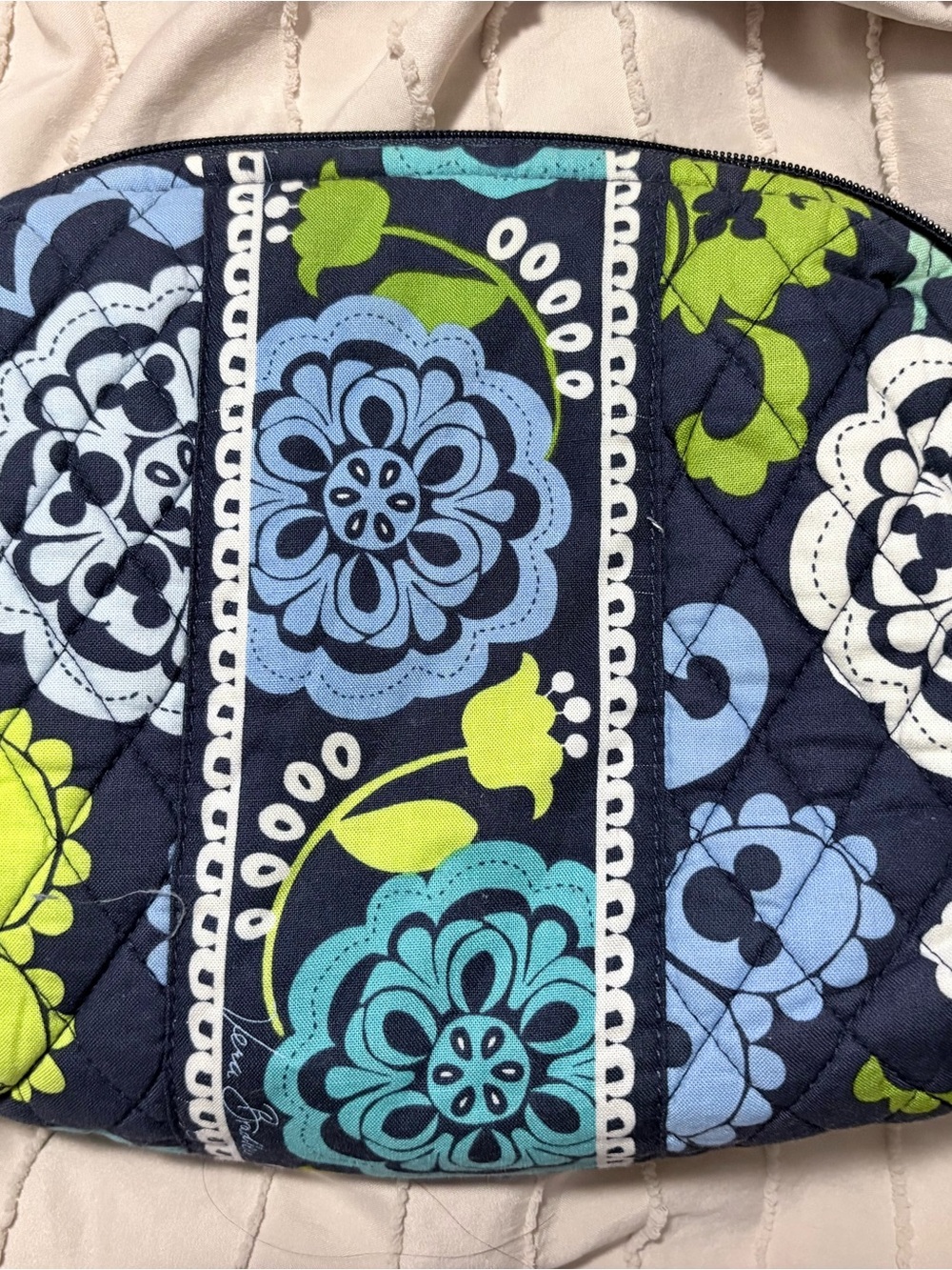 EUC Disney Parks Vera Bradley Where's Mickey Blue Green Large Cosmetic Bag